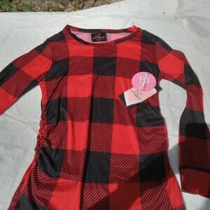 Maternity Love Womens Red Black Plaid Long Sleeve Soft Shirt Size M